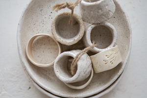 Ceramics in pottery workshop set featuring art, ceramic, and clay