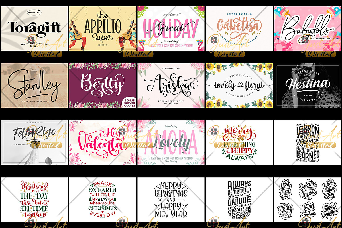 Wonderful Script Font Bundle, a Script Font by JustArtDigital (Photo 2 of 4)