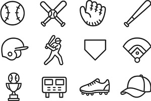 Line icons depicting baseball, a Sport Illustration by ZinetroN