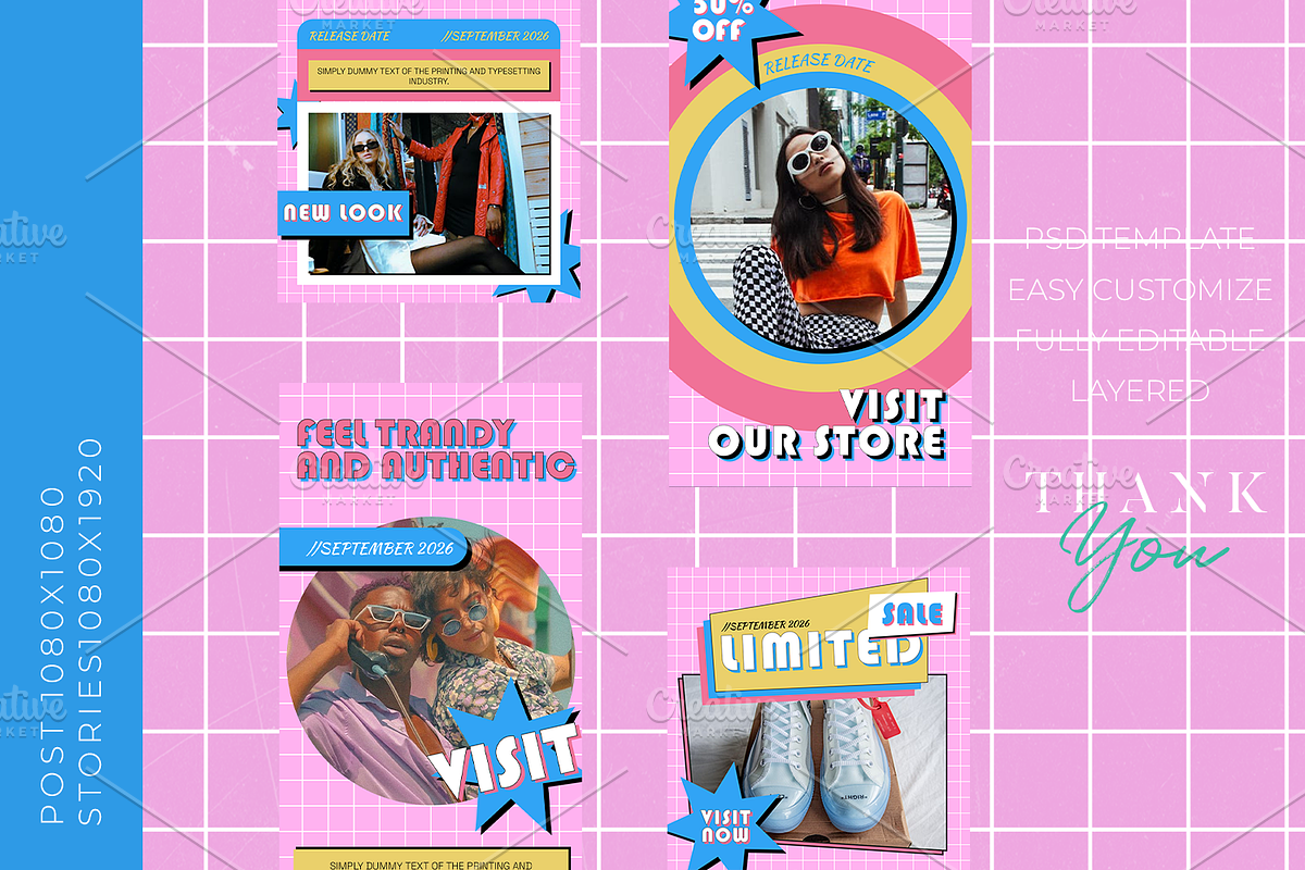 Retro 90s Instagram Template Yokend, a Social Media Template by Gibcreat (Photo 2 of 4)