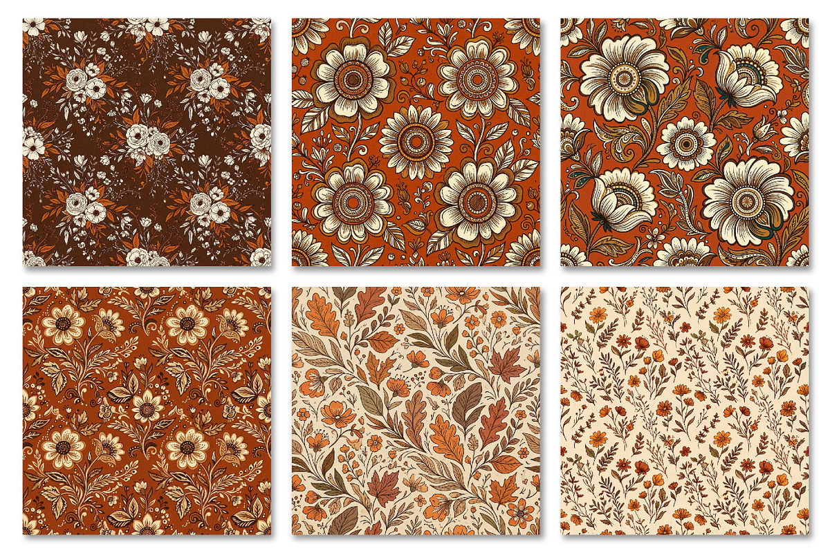 Autumn Floral Digital Paper, a Texture Graphic by Dream Creation (Photo 2 of 7)