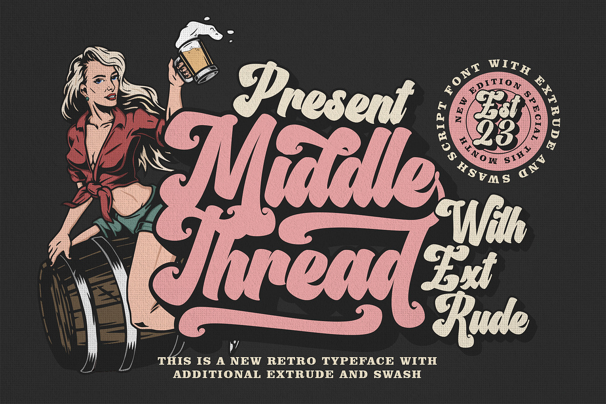 Middle Thread - Retro Font, a Script Font by Maculinc Type (Photo 1 of 11)