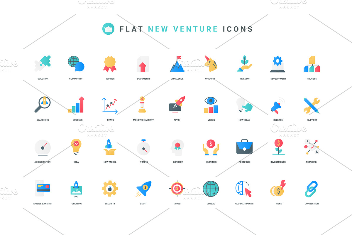 Startup business launch brand icons, an Object Illustration by Lemberg Vector