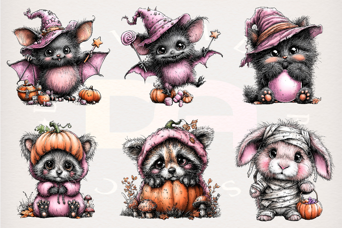 Whimsical Halloween Animals Clipart, a Transportation Illustration by Digital Artistic99 (Photo 3 of 7)