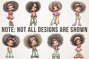 Afro Woman Clipart Bundle, a Person Illustration by RobertsArt (Thumbnail 5 of 6)