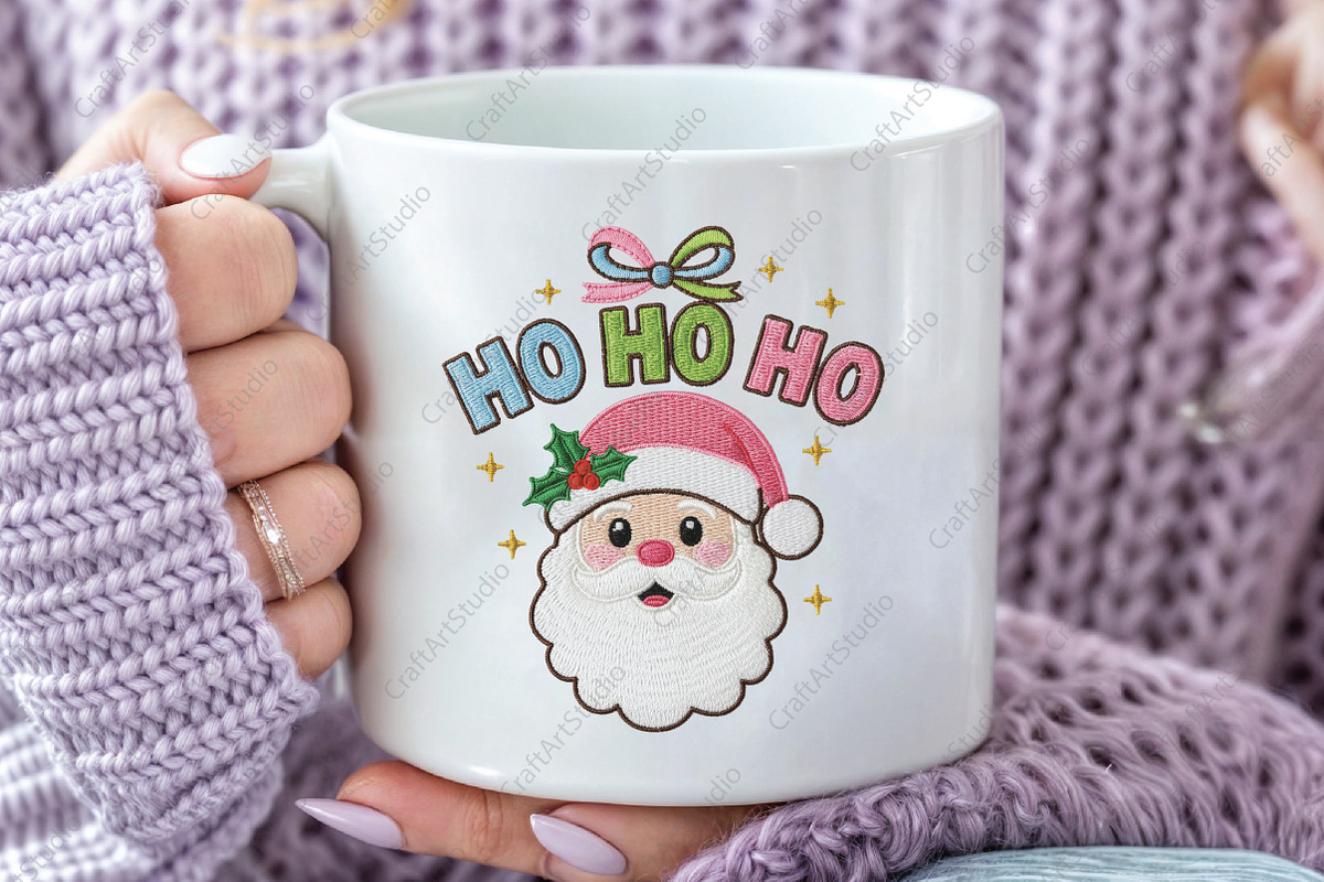 Embroidery Ho Ho Santa Face PNG, an Illustration by CraftArtStudio (Photo 3 of 4)