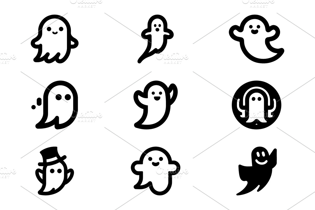Ghost Glyph Vector Icons, an Outline Icon by Vectorium Studio
