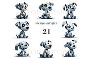 Robotic Puppy Clipart Set, a Decorative Illustration by Pati Charm Studio (Thumbnail 3 of 8)