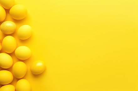 Easter eggs on yellow background, a Holiday Photo by AlyaAnd