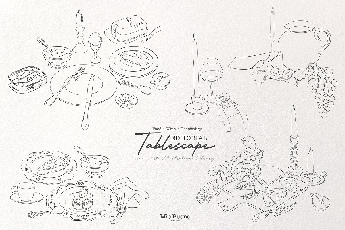 Editorial Tablescape Line Art, an Object Graphic by Mio Buono (Photo 4 of 17)
