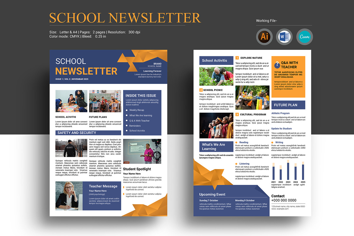 School Newsletter Template, a Flyer Template by crazyOWL (Photo 1 of 4)