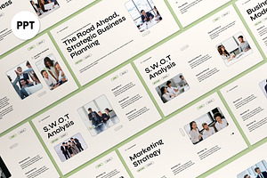 Cream Green Modern Business Plan PPT, a Presentation Template by graphicook