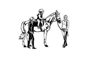 Kid practicing horseback riding, a Sport Illustration by Digital-Clipart