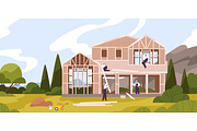 Builders constructing modern houses, a Person Illustration by Good Studio (Thumbnail 3 of 5)