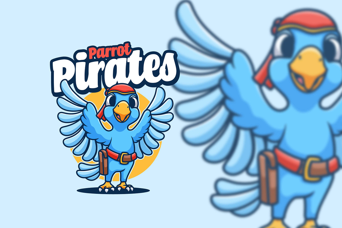 Parrot Pirates Cartoon Logo Design, a Branding & Logo Template by Gumrega Studio
