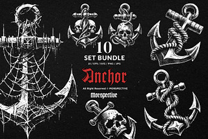 10 Bundle Dark Art Anchor Sea Sail, an Illustration by Morspective