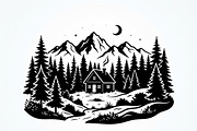 50 Forest Cabin Landscape Silhouette, an Empty State Illustration by Amazin_art (Thumbnail 10 of 38)