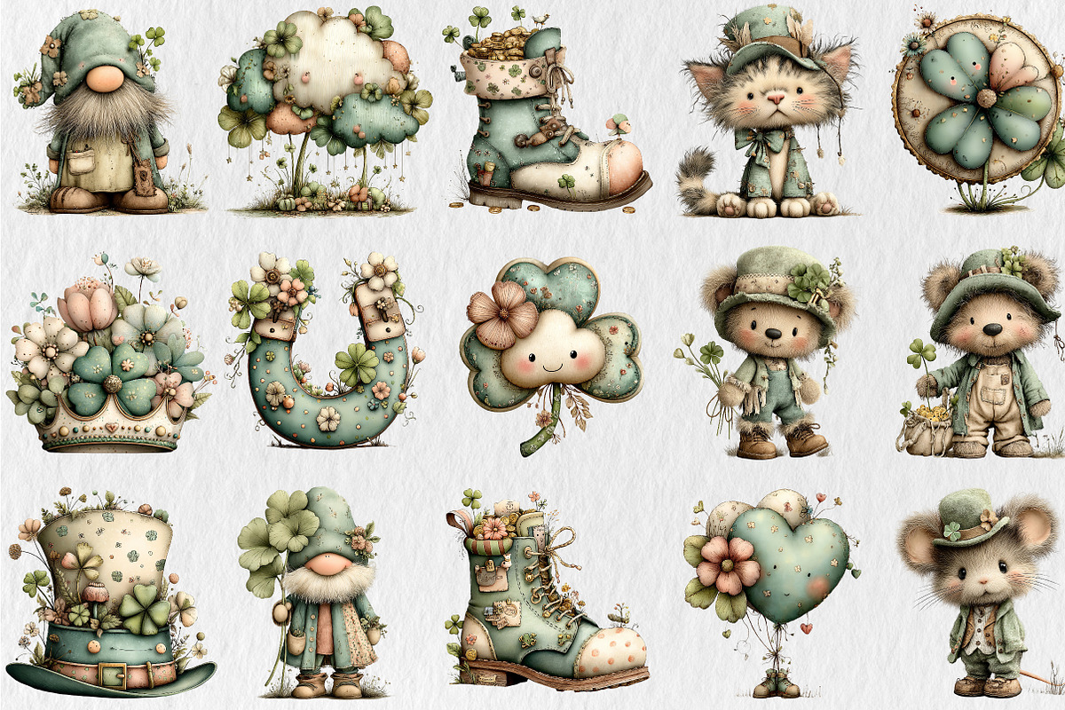 Whimsical St Patrick's Day Clipart, a Seasonal Illustration by Rose Art (Photo 2 of 6)