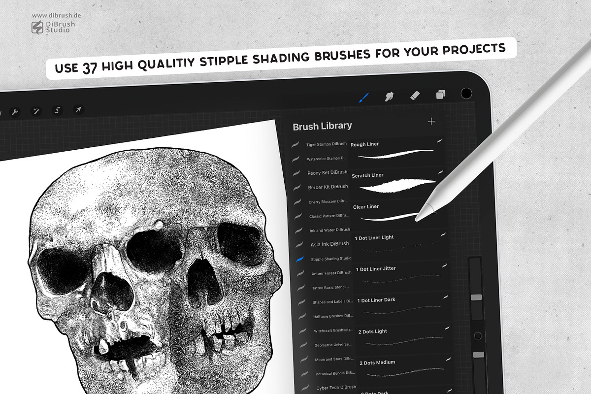 Procreate - Stipple Shading Studio, a Brush Add-On by DiBrush Studio (Photo 2 of 7)