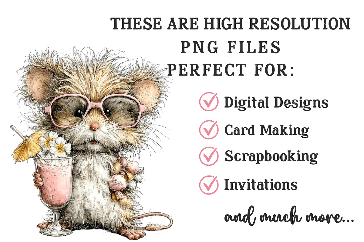Beach Mouse PNG Clipart Bundle, a Seasonal Illustration by OK Design (Photo 6 of 6)