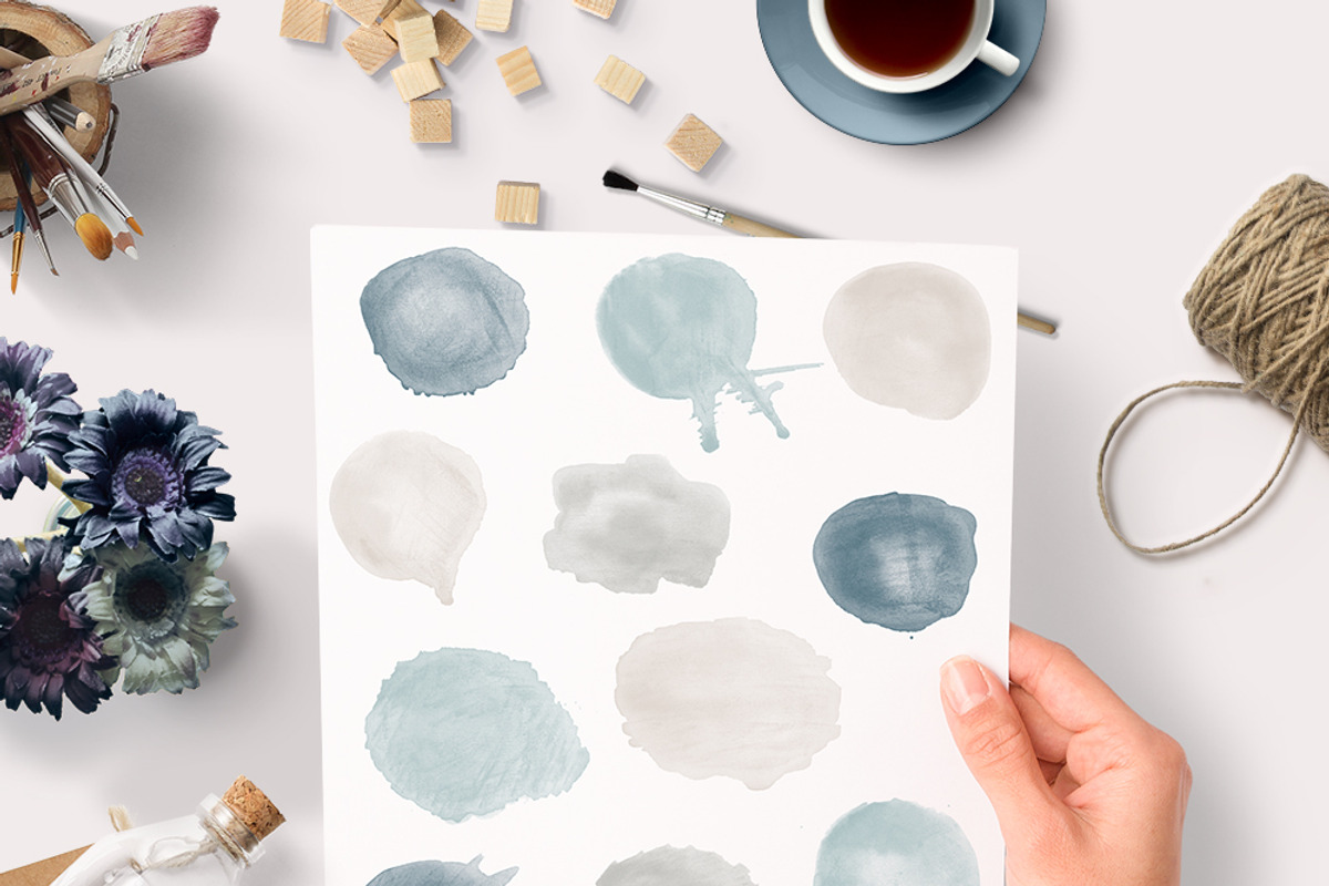Watercolor blobs PS Brushes Set preview 2