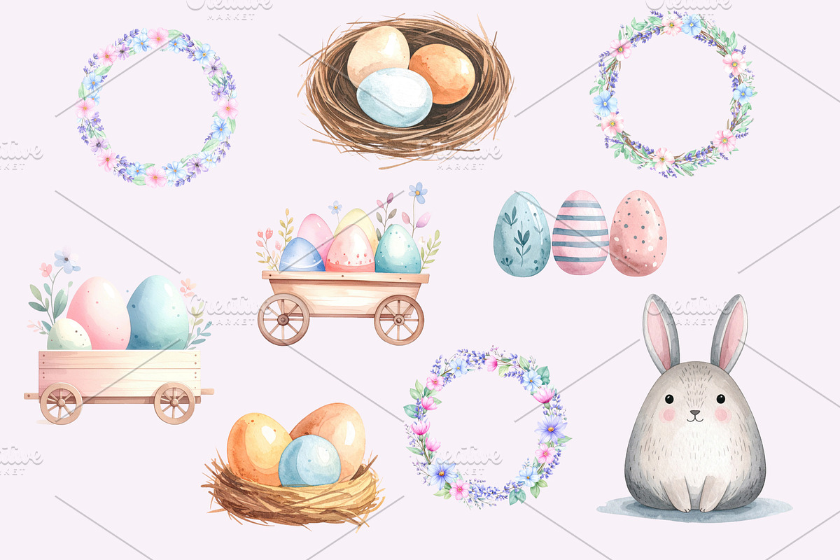 Easter Watercolor Clipart Collection, an Illustration by Print Haven (Photo 5 of 6)
