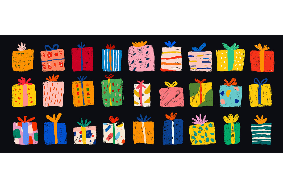 Hand drawn gift boxes set, an Object Illustration by Ksania