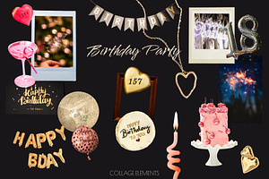Birthday Party Collage Elements, an Object Graphic by Anzhelika