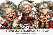 Christmas Grandma and Cat PNG, an Illustration by Craft Nest (Thumbnail 1 of 9)