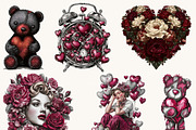 Vintage Red Valentine Clipart, a Seasonal Illustration by BusyDaydesign (Thumbnail 4 of 9)