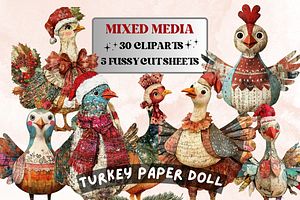Christmas Turkey Doll Mixed Media, an Object Graphic by GiraffeCreative