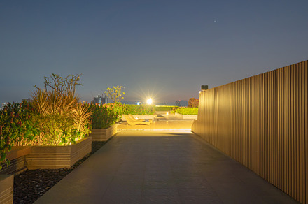 Sky garden on private rooftop of condominium or hotel, high rise, a Background Photo by Tampatra