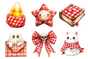 Watercolor Red Gingham Halloween, an Illustration by Daily.Designs (Thumbnail 3 of 4)