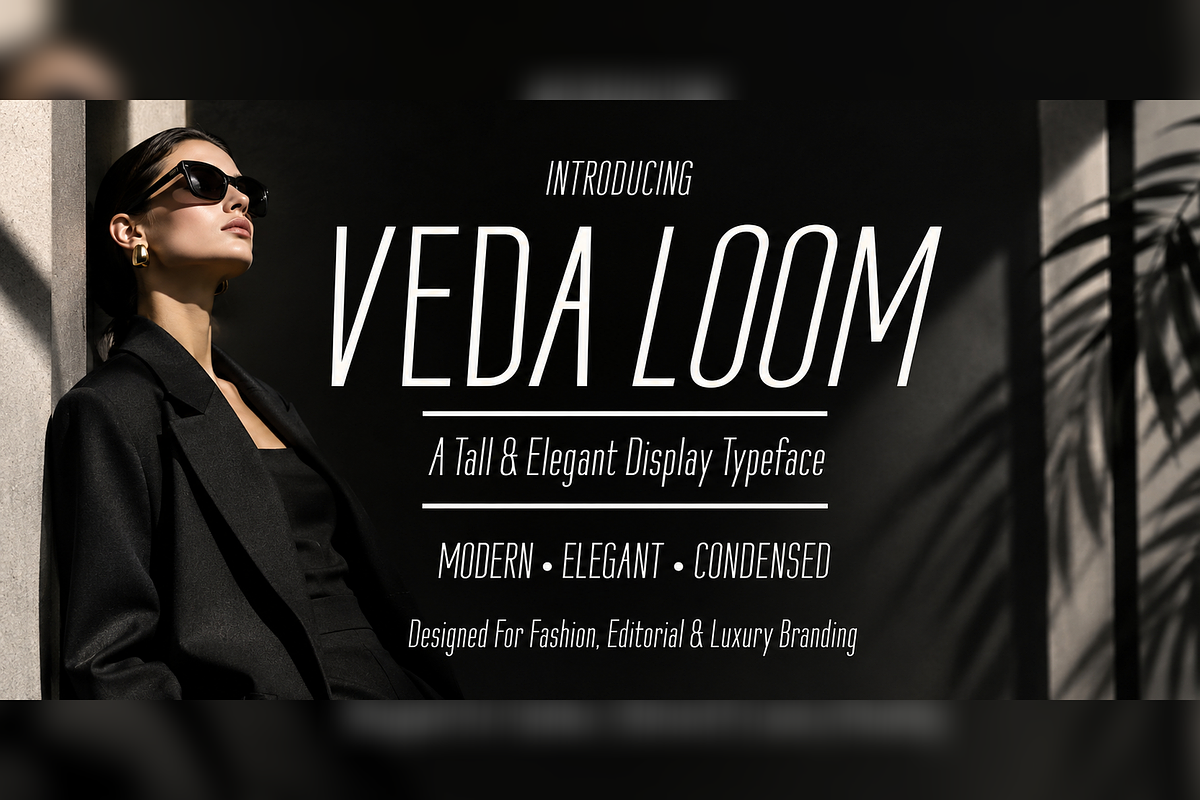 Veda Loom Fashion Condensed Font, a Sans Serif Font by mesuka (Photo 1 of 5)