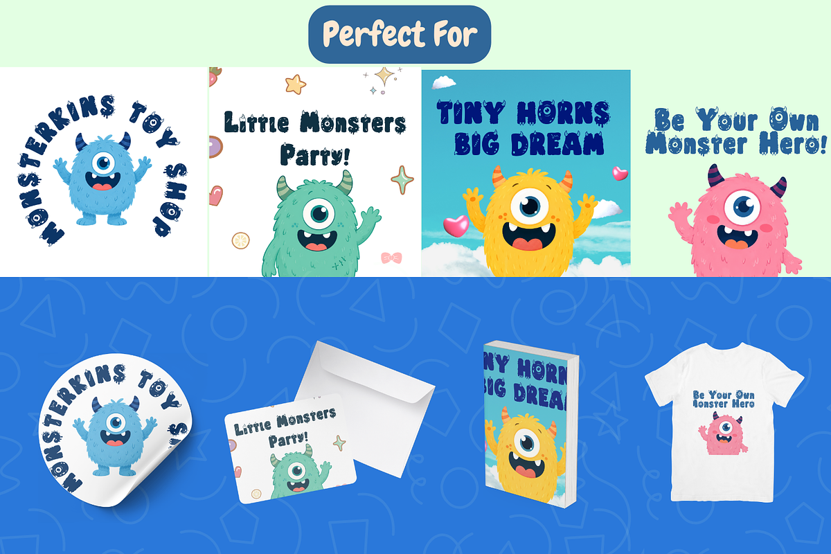 Monsterkins - Monster Display Font, a Handwritten Font by Wellscript Studio (Photo 5 of 9)