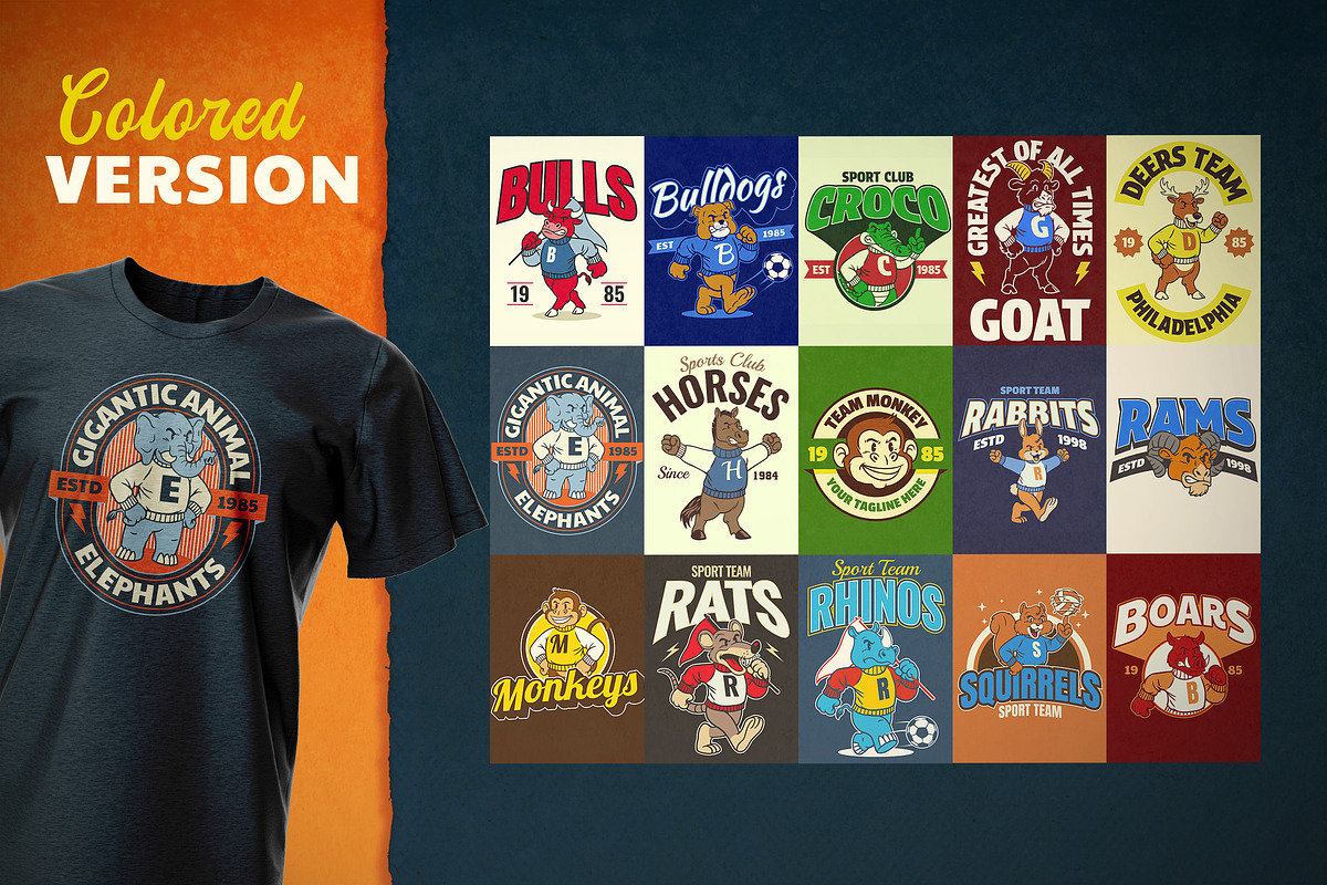 Retro Sport Animal T-Shirt Designs, a Sport Illustration by bazzier_graphik (Photo 2 of 6)