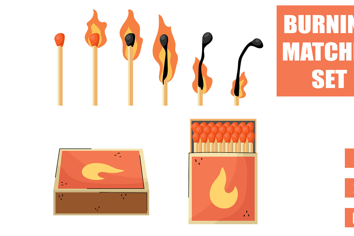 Burning Matches Set, an Illustration by Milota (Photo 1 of 3)
