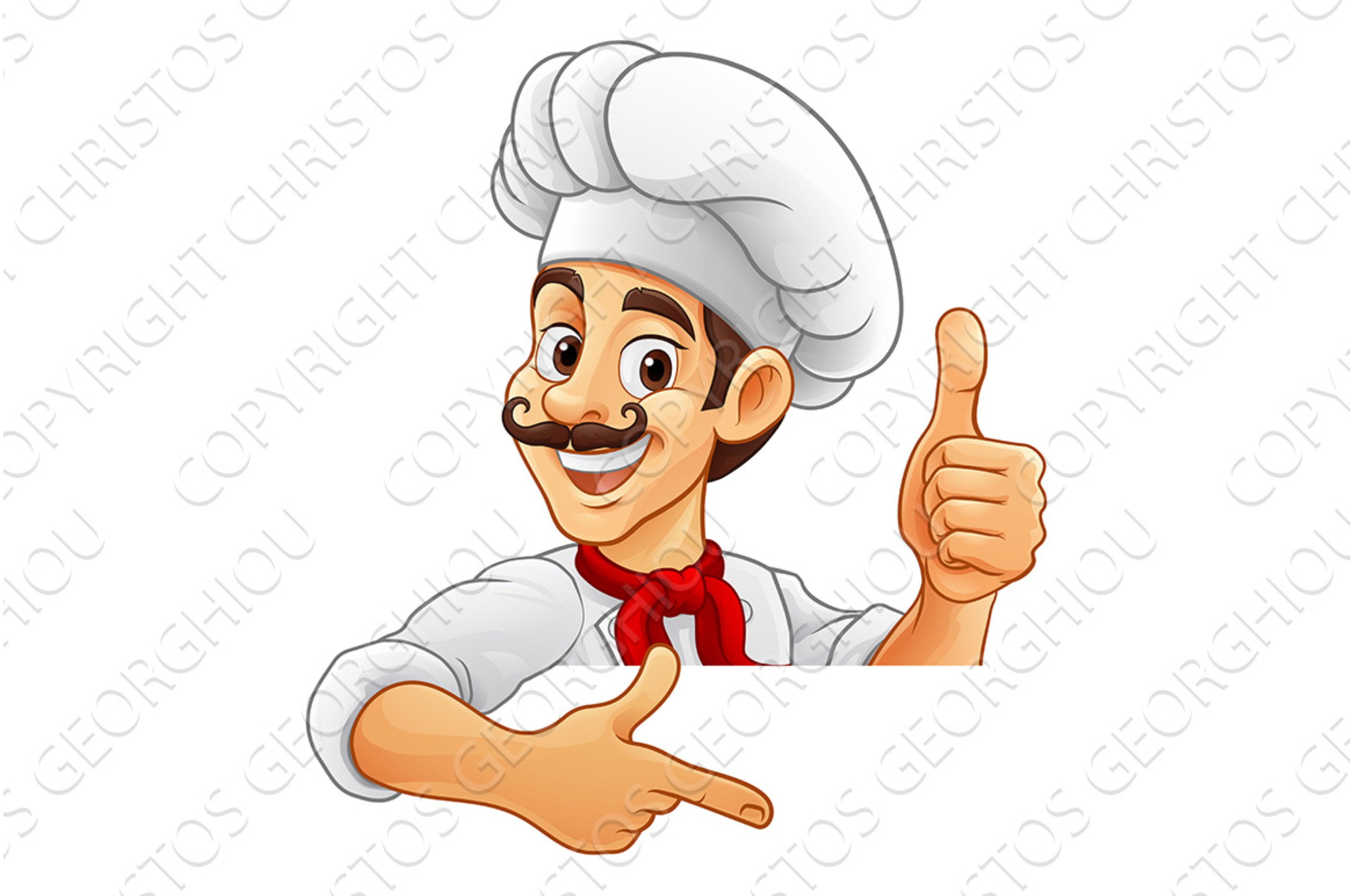Chef Baker Cook Cartoon Man Thumb Up, a Person Illustration by Christos ...