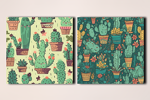 Cactus Seamless Pattern