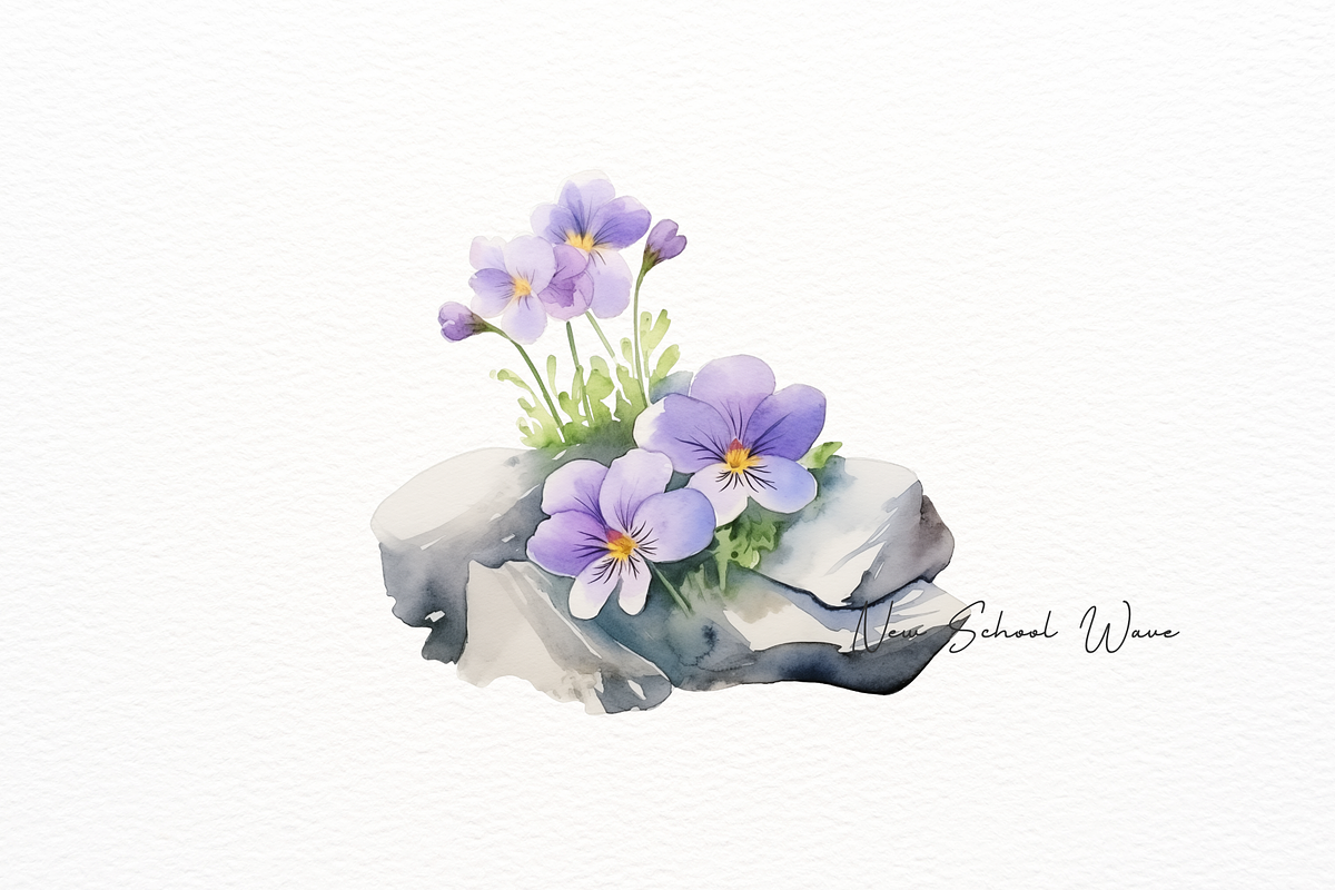 Watercolor Alpine Flowers Clipart, a Decorative Illustration by New-School-Wave (Photo 3 of 6)