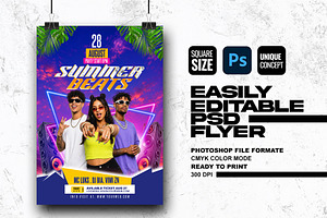 Summer Beats Party PSD Flyer, a Flyer Template by Shajib Shikder