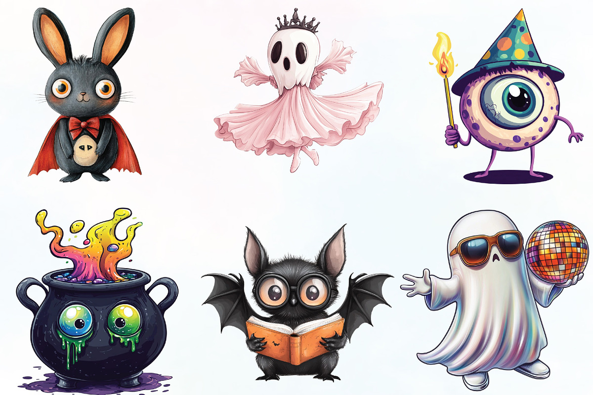 Quirky Halloween Sublimation Clipart, an Illustration by CraftArtStudio (Photo 2 of 6)