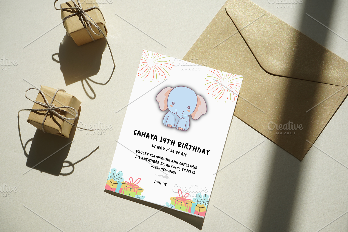 Cute Birthday Invitation Card, a Print Template by TheSimplySereneShop (Photo 1 of 5)