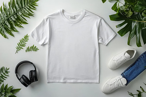 White T-shirt Outfit Summer Fashion, a Beauty & Fashion Photo by Pixeness Studio
