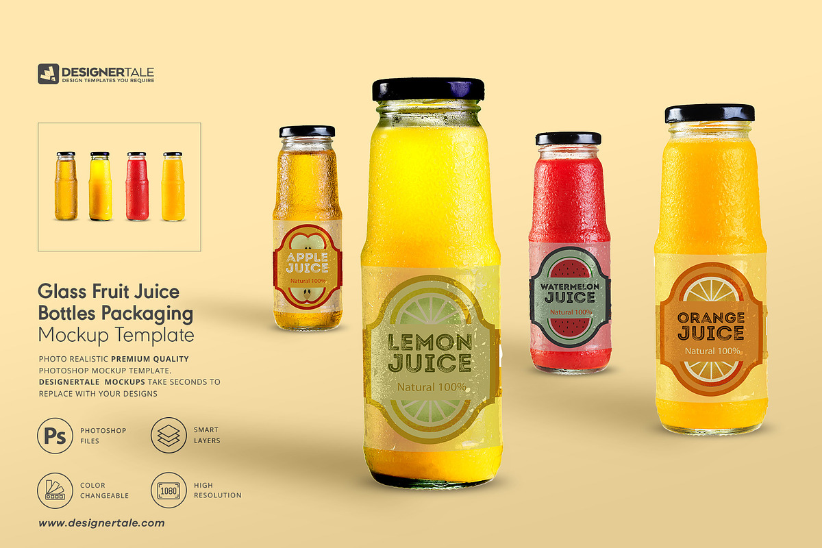 Fruit Juice Glass Container Mockup, a Cups & Container Mockup by Designertale (Photo 1 of 8)