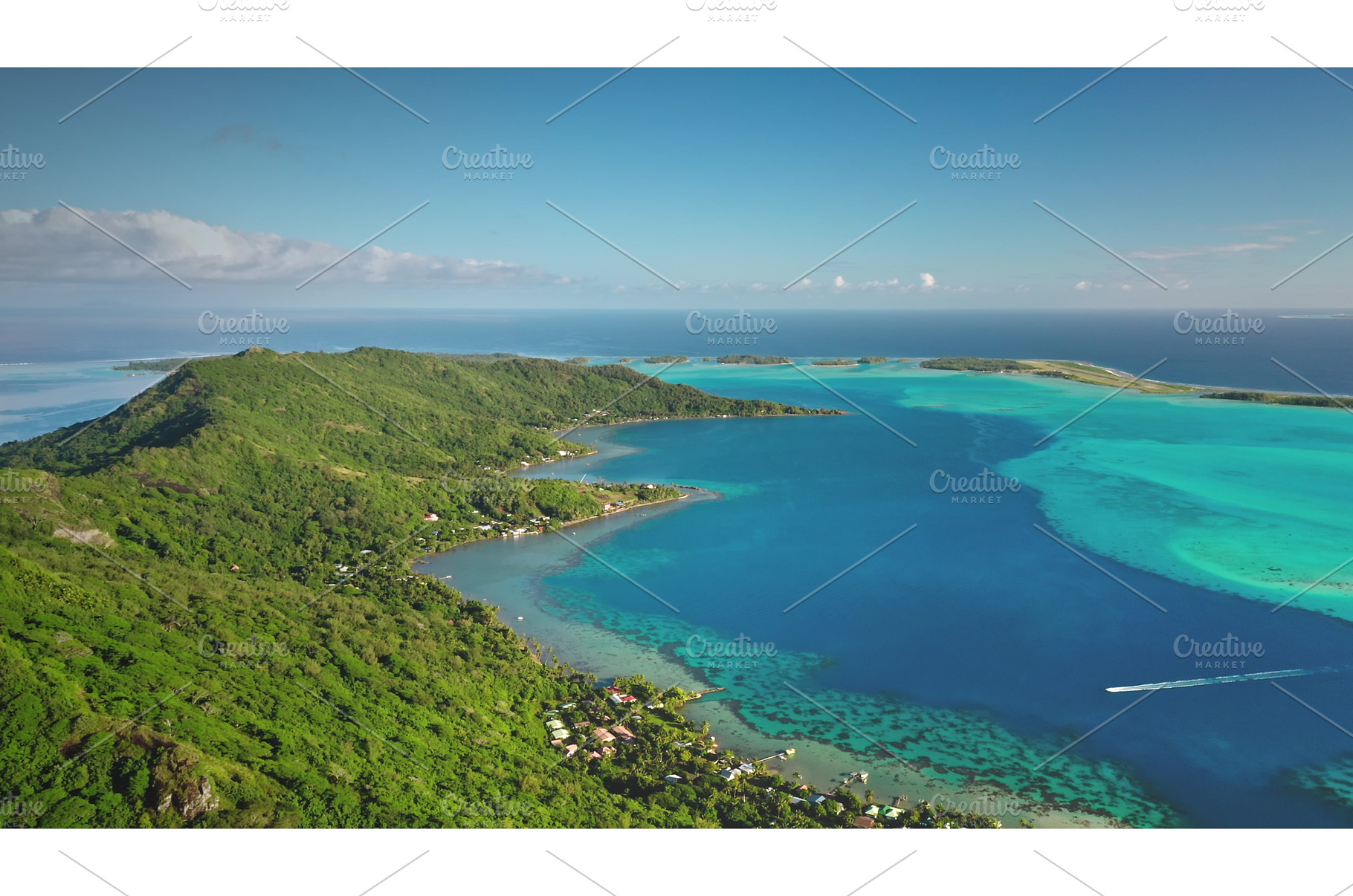 Drone fly above Bora Bora island, a Nature Photo by Goinyk