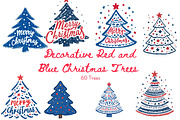 Decorative Red Blue Christmas Trees, an Icon by Pattern Whimsy (Thumbnail 1 of 6)