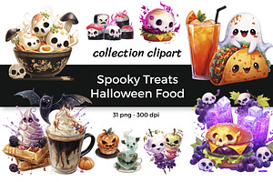 Spooky Treats Halloween Food, a Food Illustration by InkyQueenArt