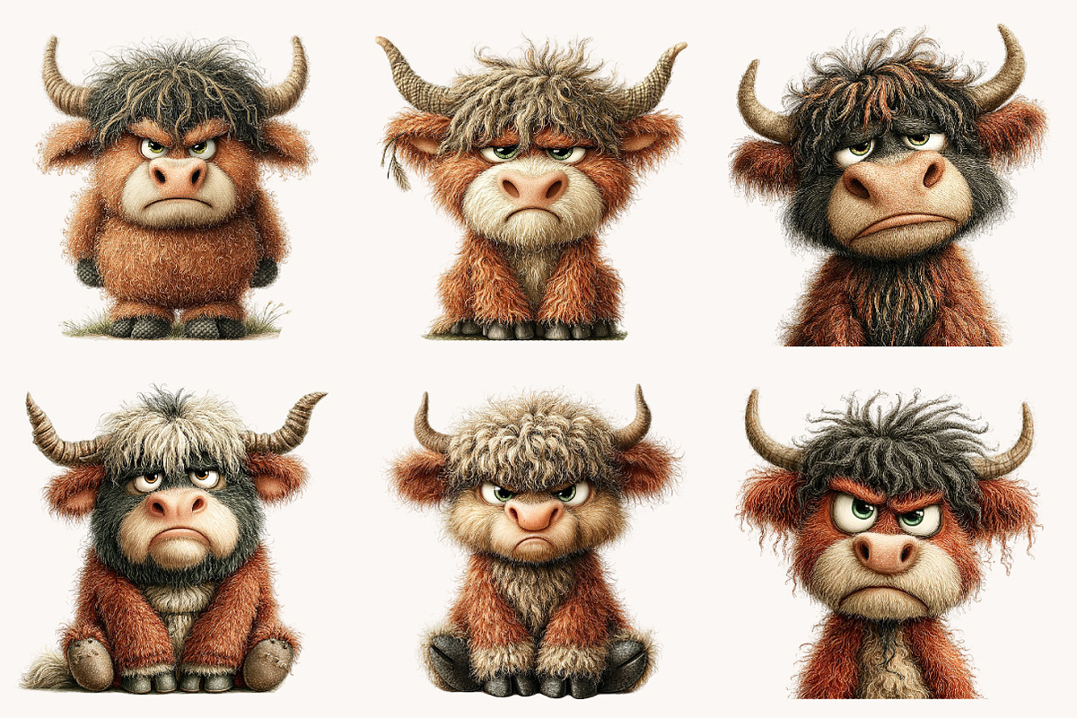 Whimsical sarcastic highland cow, a Seasonal Illustration by Designworld (Photo 5 of 10)