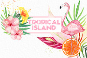 Tropical island. watercolor clipart., a Decorative Illustration by LABFcreations (Thumbnail 2 of 7)